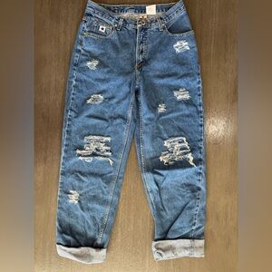 Rockies Distressed Straight Leg Jeans in Medium Blue